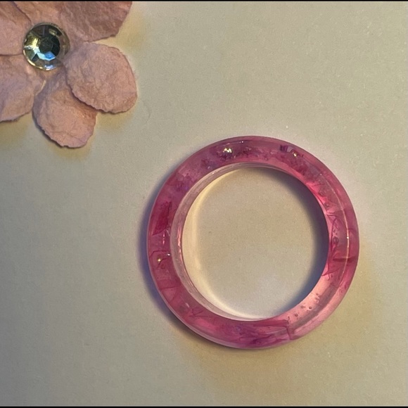 Handmade✨Resin Pink Sparkly Ring Size 5 - Picture 4 of 5